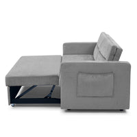 Loveseats Sofa Bed With Pull-Out Bed, Adjsutable Back and Two Arm Pocket,Grey