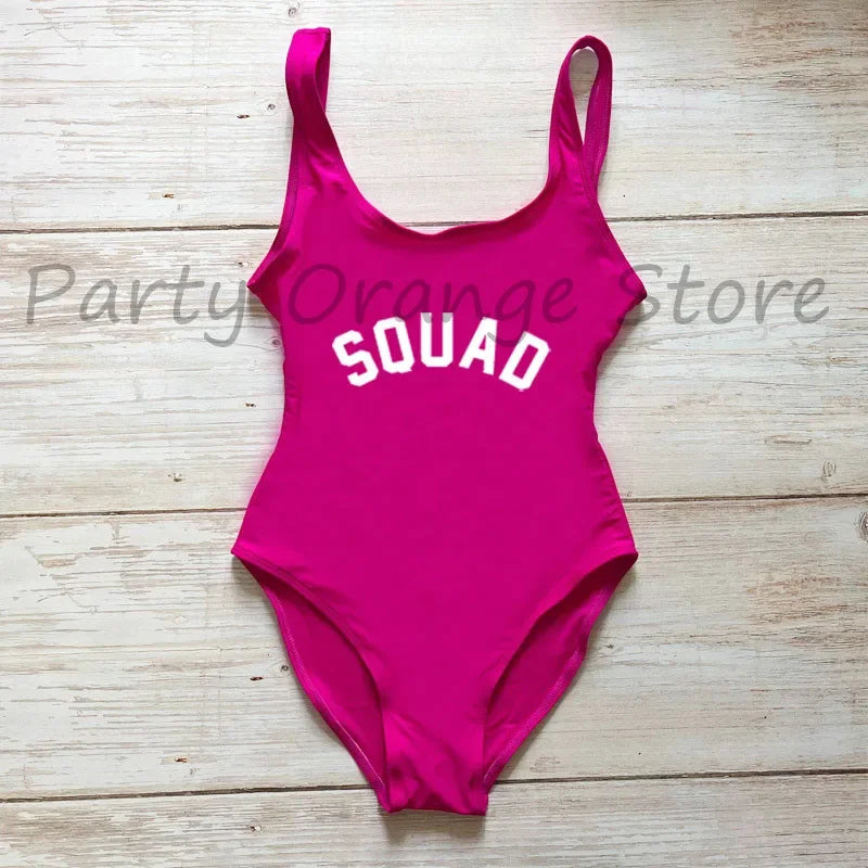 Bachelor Party Sexy One Piece Swimsuit BRIDE & SQUAD