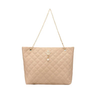 Women Rhombic Embroidery Handbag PU Leather Solid Color Fashion Tote Shoulder Bag