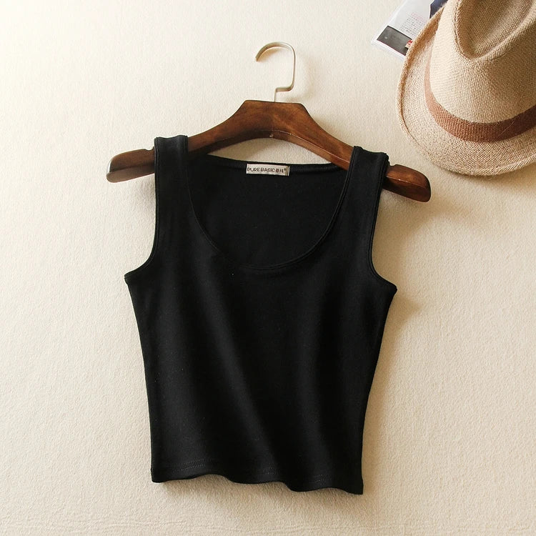 Short Cotton Tank Tops Style Crop Top (Multiple Colors)