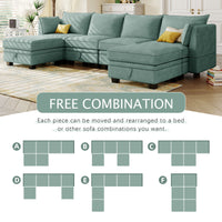 Modern Large U-Shape Modular Sectional Sofa w/ Reversible Chaise & Storage Seat