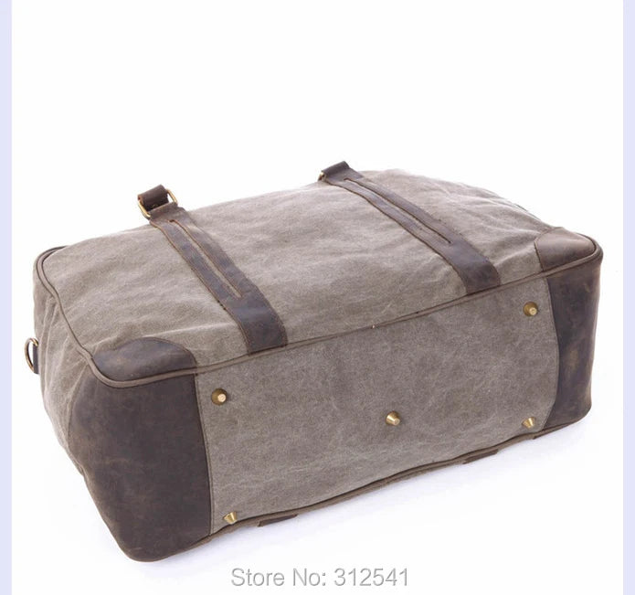 Vintage Military Canvas Leather Large Luggage/Duffel Bag