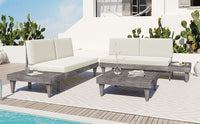 3-Piece Patio Furniture Set Solid Wood Set With Coffee Table