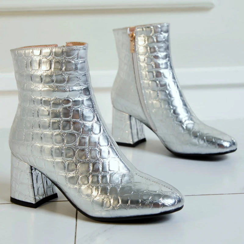 Snake Leather Ankle Boots