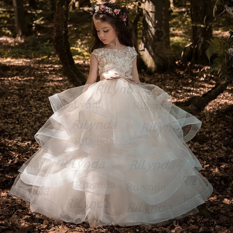 Flower Girl Tulle Beading Appliqued Pageant/Flower Girl Dress