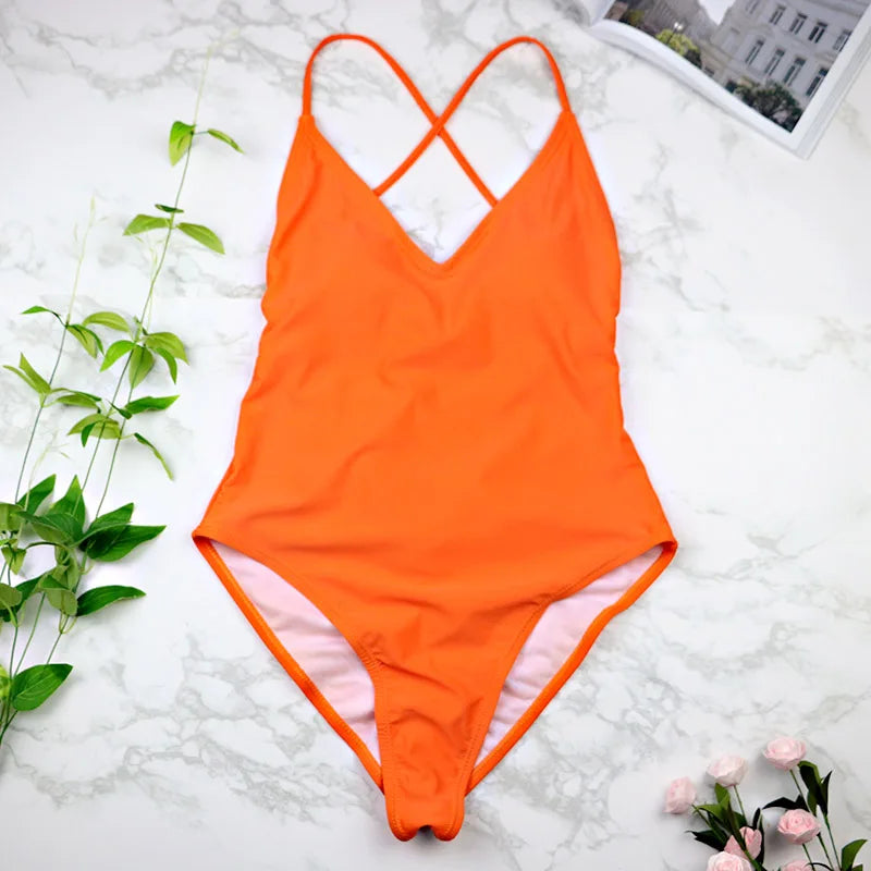 Sexy High Cut One Piece Backless SwimSuit