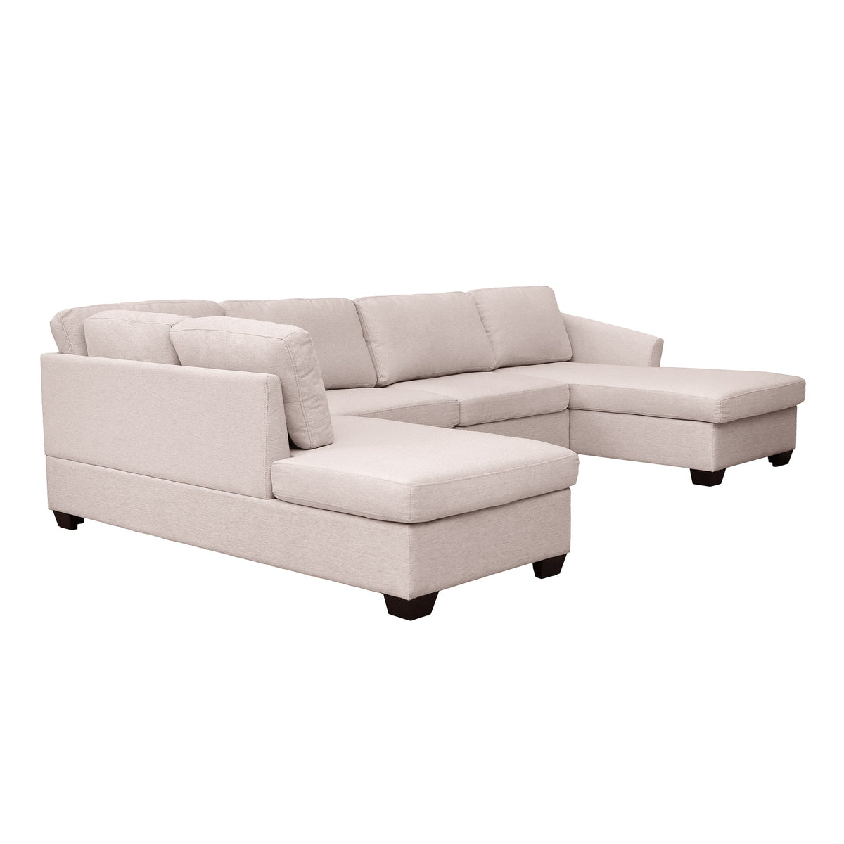 Modern Large U-Shape Sectional Sofa, Double Wide Chaise Lounge Couch,  Beige