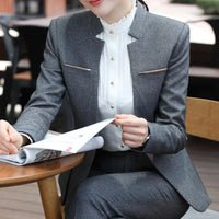 Naviu - 2 Piece Suit Pleated Blazer option of Pencil Skirt or Pants