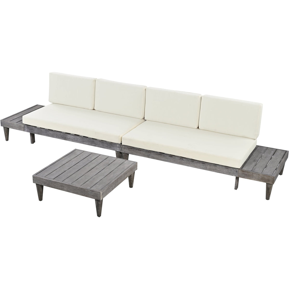 3-Piece Patio Furniture Set Solid Wood Set With Coffee Table