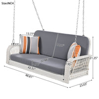 2-Seater Hanging Bench With Chains - PE Wicker Porch Swing