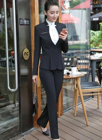 Naviu - 2 Piece Suit Pleated Blazer option of Pencil Skirt or Pants