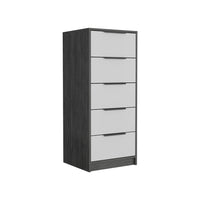 5 Drawers Dresser Maryland, Metal Handle - Smokey Oak / White