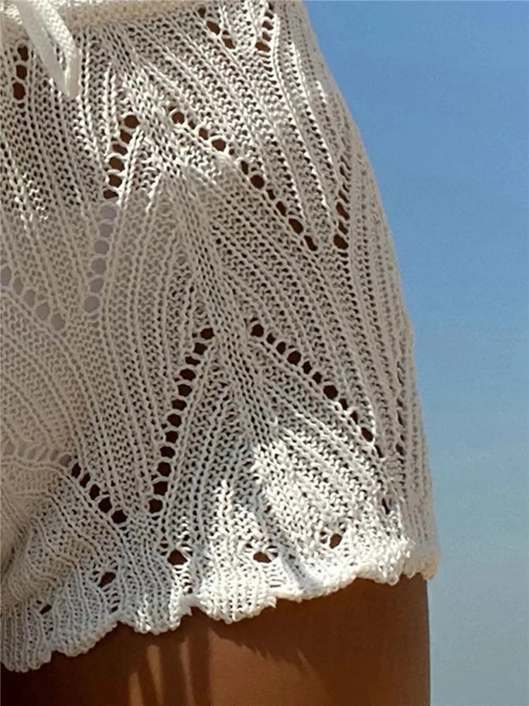 White Crochet Knit Shorts/ Swim Cover Ups