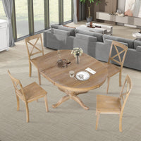 Modern 5 Piece Dining Table Set - Round Table and 4 Chairs