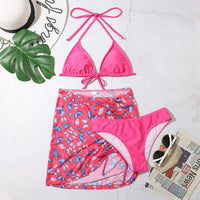 3 Pieces Bikini Set With Skirt Tie Dye String Thong Swim Suit