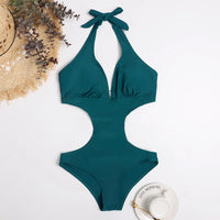 One Piece Deep v Monokini Backless High Cut Swim Suit