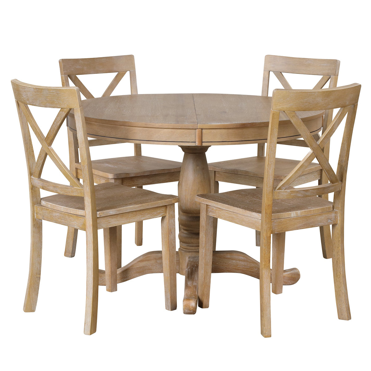 Modern 5 Piece Dining Table Set - Round Table and 4 Chairs