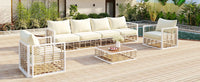 Modern Minimalist 7-Piece Metal Patio Sectional Sofa Set