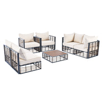 Modern 7-Piece Metal Patio Sectional Sofa Set, All-Weather Garden Set