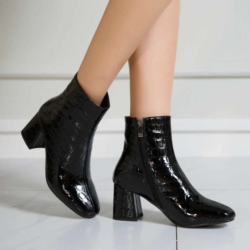 Snake Leather Ankle Boots