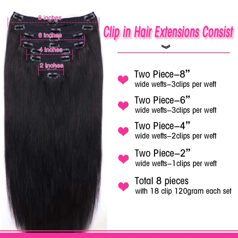 Clip in Extensions Human Remy Hair (Lots of colors and lengths)