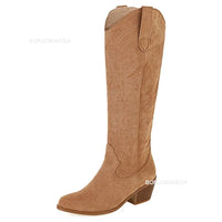 Embroidered Western Knee High Cowboy Boots (Multiple Color Options)