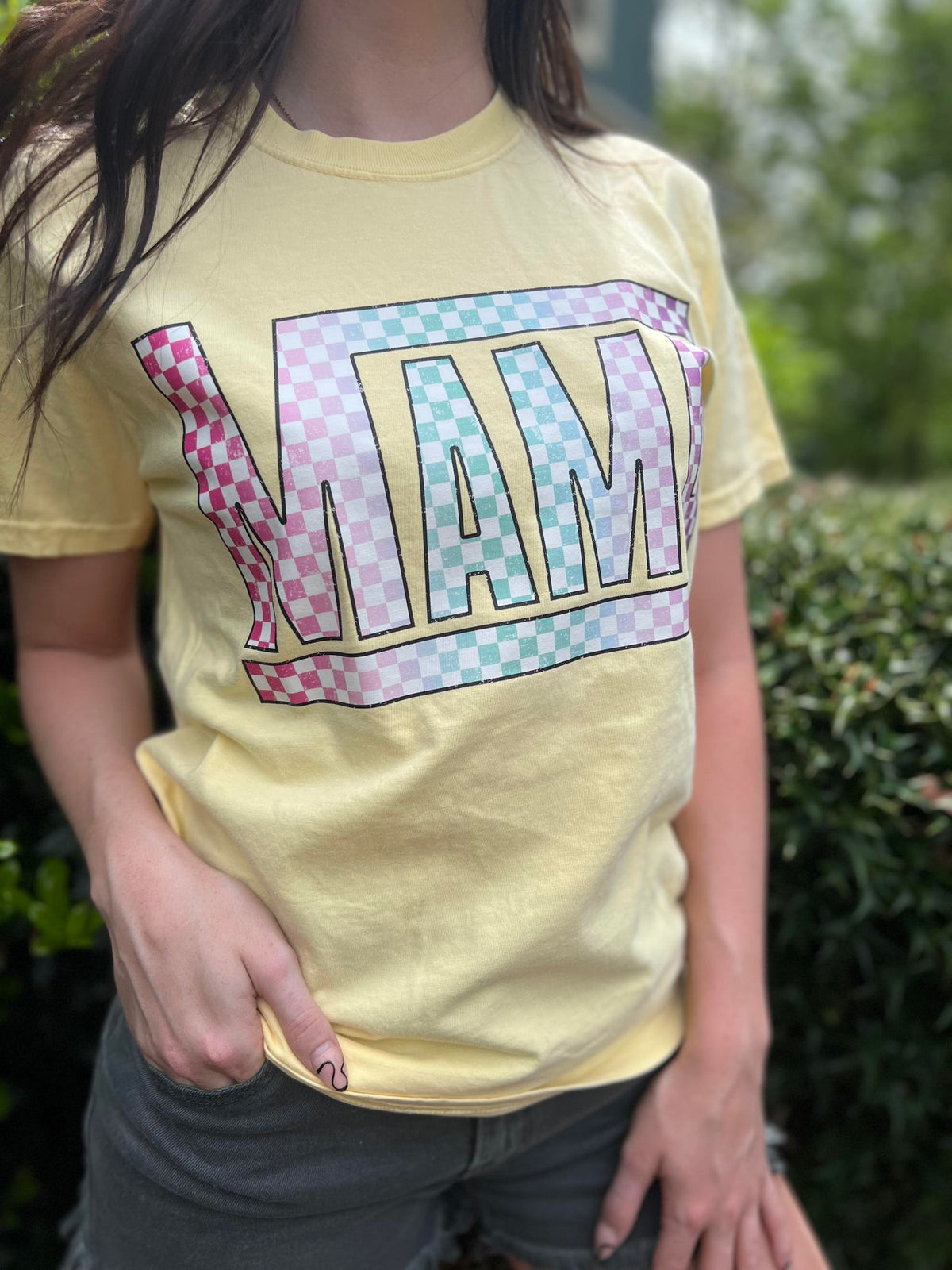 Rainbow Checkered Mama Tee