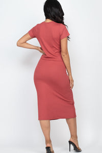 Short Sleeve Ribbed Top & Midi Skirt Set (CAPELLA) (Multiple Colors)