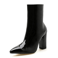 Metallic Patent Leather Ankle Boots