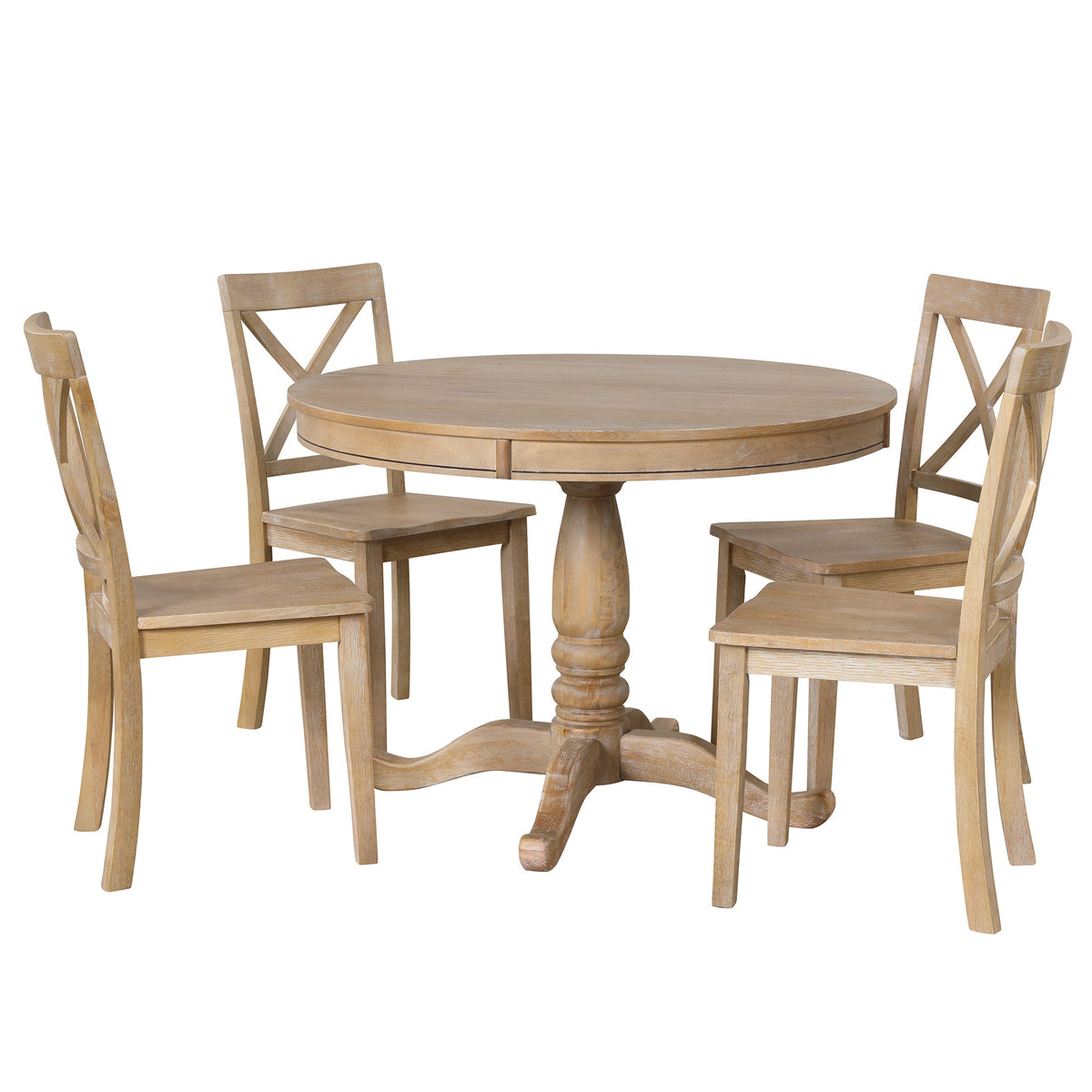 Modern 5 Piece Dining Table Set - Round Table and 4 Chairs