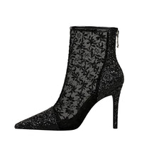 Lace & Sparkles & Mesh Ankle Stiletto Boot