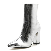 Metallic Patent Leather Ankle Boots