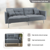 Linen Upholstered Modern Convertible Folding Futon Sofa Bed