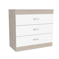 Three Drawer Dresser Lial, Superior Top, Metal Hardware - Light Gray / White