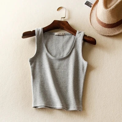 Short Cotton Tank Tops Style Crop Top (Multiple Colors)