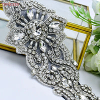 Rhinestones Wedding Belt w/ Crystal Applique for Waistband Bridal Sash