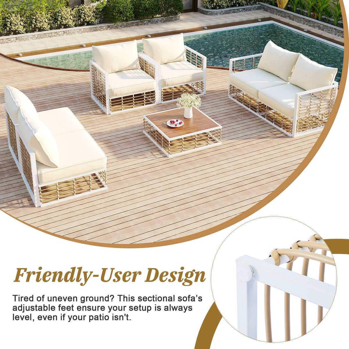 Modern Minimalist 7-Piece Metal Patio Sectional Sofa Set