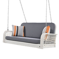 2-Seater Hanging Bench With Chains - PE Wicker Porch Swing