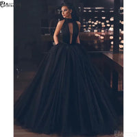 GEMMA - Plunge Front Tulle Backless, Floor Length Prom Gown (Multiple Colors)