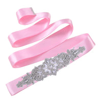 Rhinestones Wedding Belt w/ Crystal Applique for Waistband Bridal Sash