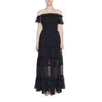 Guess -  Women's Off the Shoulder Black Flowing Dress