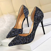 Handmade Glam Sparkle Open Arch Stiletto Pumps - Multiple Color Options