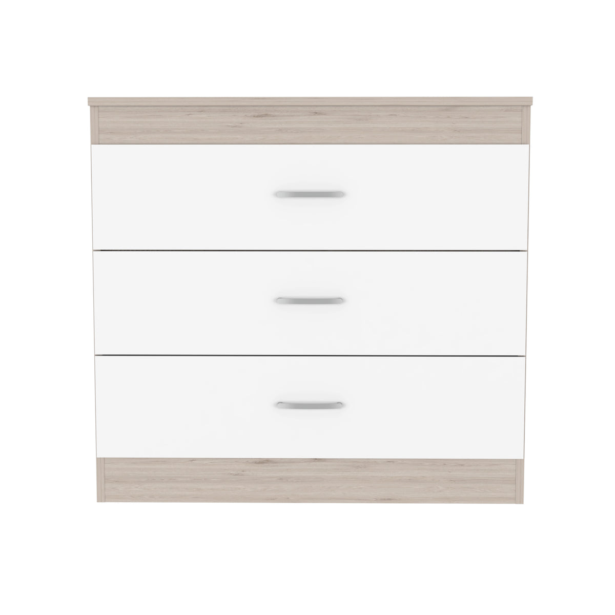 Three Drawer Dresser Lial, Superior Top, Metal Hardware - Light Gray / White