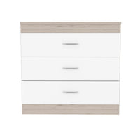 Three Drawer Dresser Lial, Superior Top, Metal Hardware - Light Gray / White