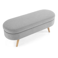 Ottoman Oval Storage Bench, Wood Legs, Grey(43.5"x16"x16")