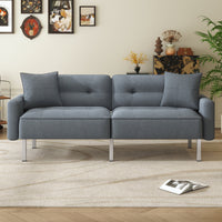 Linen Upholstered Modern Convertible Folding Futon Sofa Bed