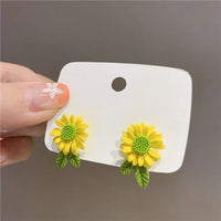 Fresh Cute Hook Drop Oil Flower Stud Crystal Earring