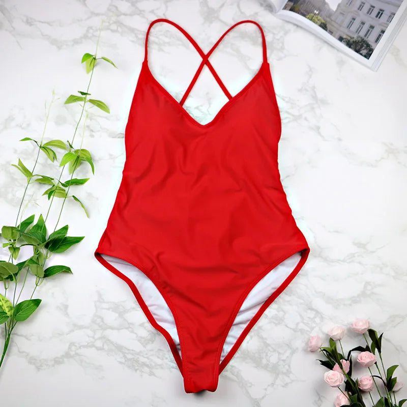 Sexy High Cut One Piece Backless SwimSuit