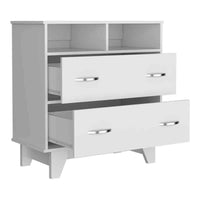 Double Drawer Dresser Arabi, Two Shelves - White