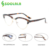 Cat Eye Semi-Rimless Anti Blue Light Filter Eyeglasses